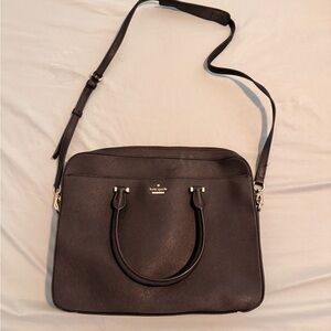 kate spade black saffiano leather laptop bag with shoulder strap